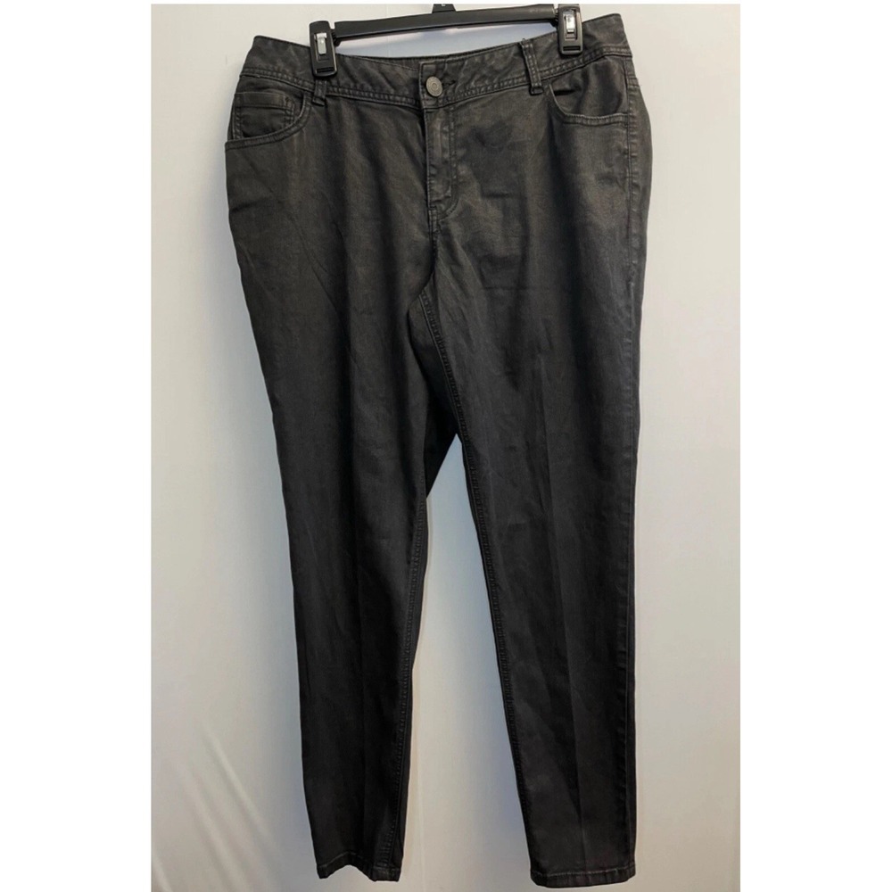Lane Bryant Skinny Jeans Women's Size 14 Black Coated Denim‎